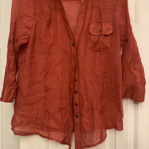 ❤️ 2/$29 4/$50 2B BEBE size L button front shirt semi sheer - Picture 3 of 8